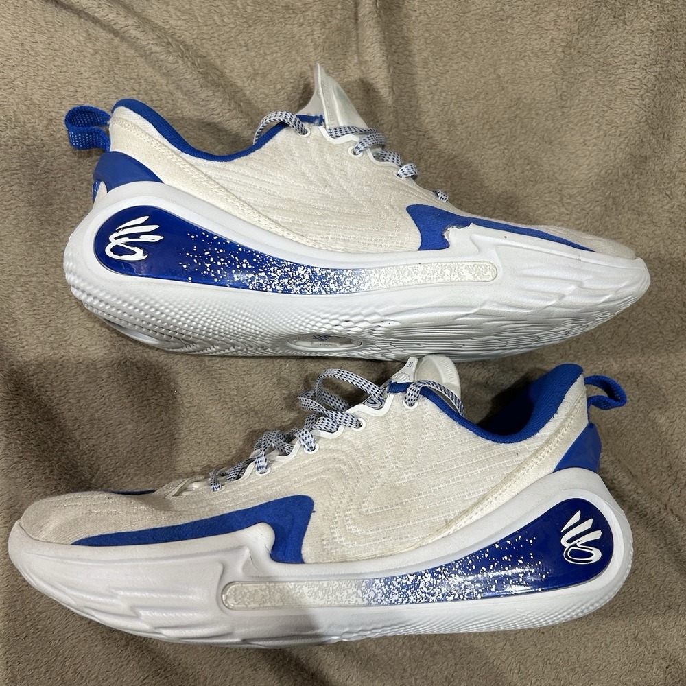 Under Armour UA Curry 12 White Blue Basketball Shoes Flow Mens 8 Womens 9.5